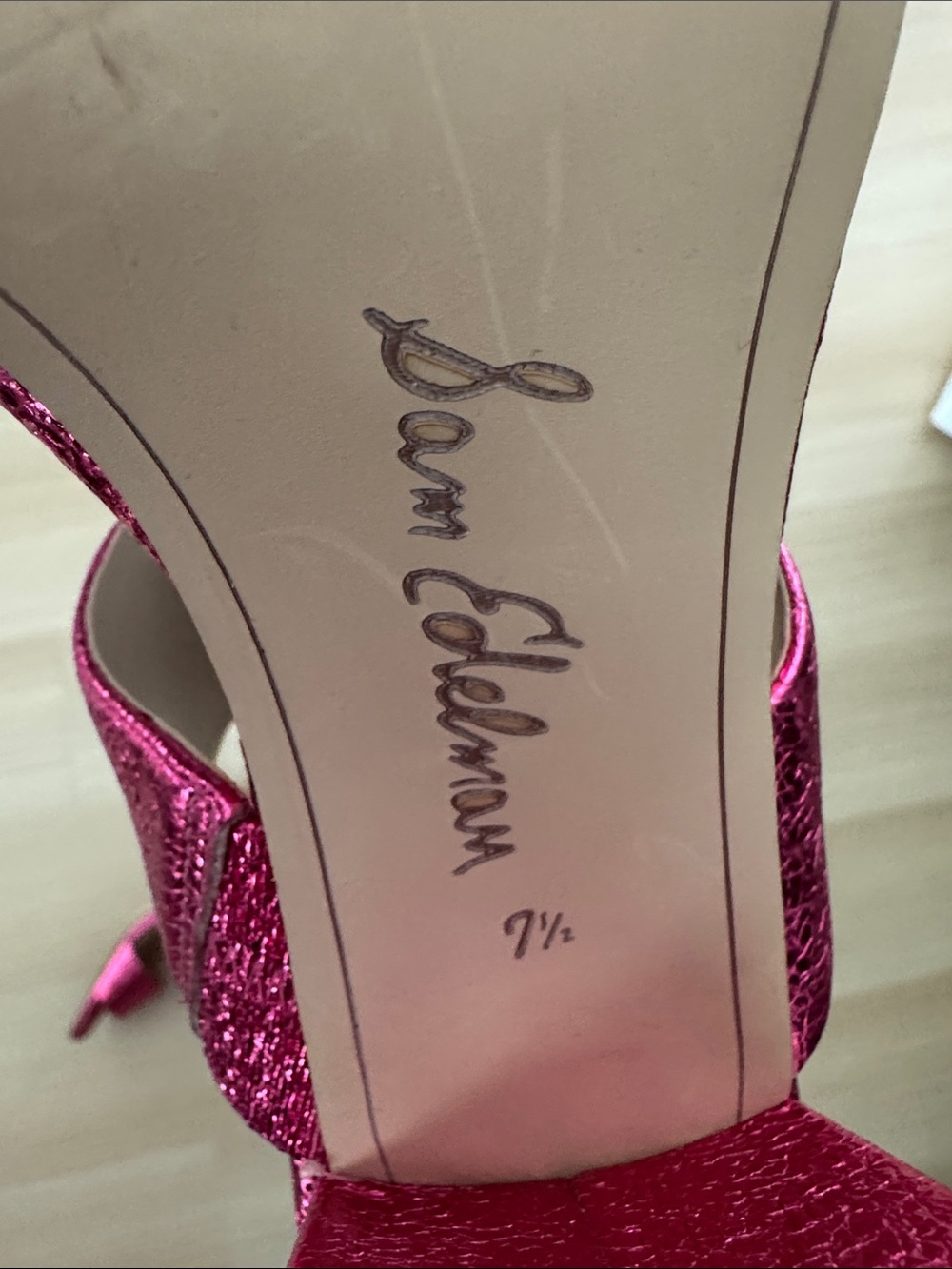 Sam Edelman Metallic Hot Pink Double-Band Slide Mules - Picture 3 of 5
